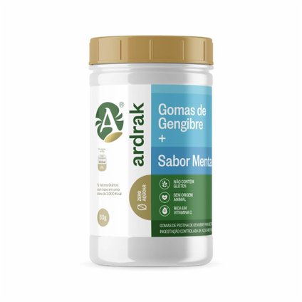 GOMAS DE GENGIBRE ARDRAK FRESH MENTA ZERO AÇÚCAR 50G