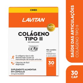 SUPLEMENTO ALIMENTAR LAVITAN COLÁGENO TIPO II COM 30 CÁPSULAS
