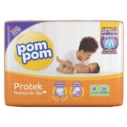 Fralda Pom Pom Protek Proteção De Mãe Mega P Com 56 Unidades