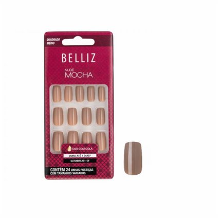UNHAS POSTIÇAS BELLIZ COLORIDAS NUDE LATTE MÉDIA