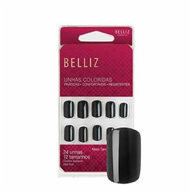 UNHAS POSTIÇAS BELLIZ COLORIDAS BLACK PIANO CURTA