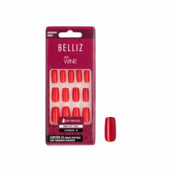 Unhas Postiças Belliz Coloridas Red Wine Média