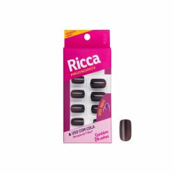 Unhas Postiças Ricca Coloridas Cinza Urban Curta
