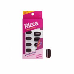 Unhas Postiças Ricca Coloridas Chocolate Curta