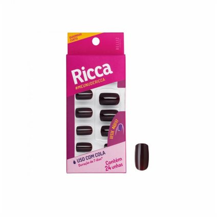 UNHAS POSTIÇAS RICCA COLORIDAS CHOCOLATE CURTA