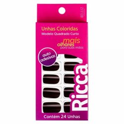 Unhas Postiças Ricca Autoadesivas Chocolate Curta