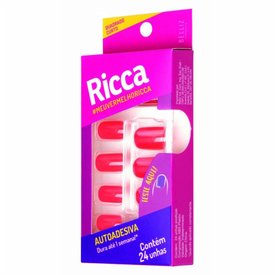 UNHAS POSTIÇAS RICCA AUTOADESIVAS VERMELHO PAIXÃO CURTA