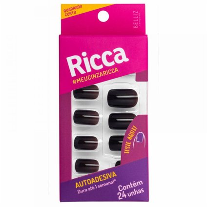 UNHAS POSTIÇAS RICCA AUTOADESIVAS CINZA URBAN CURTA