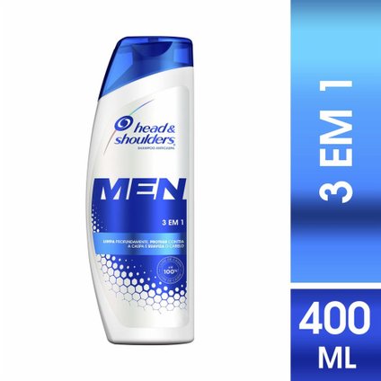SHAMPOO ANTICASPA HEAD & SHOULDERS MEN 3 EM 1  LIMPA, PROTEGE E SUAVIZA 400ML