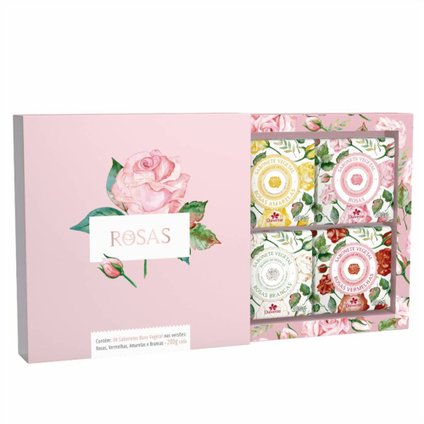 KIT DAVENE SABONETES VEGETAIS ROSAS COM 4 UNIDADES 200G CADA