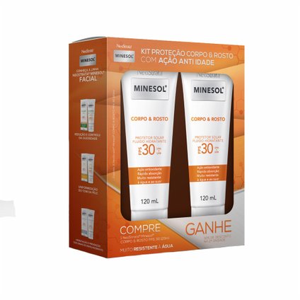 KIT PROTETOR NEOSTRATA MINESOL CORPO  ROSTO FPS 30 120ML GRÁTIS 2ª UNIDADE