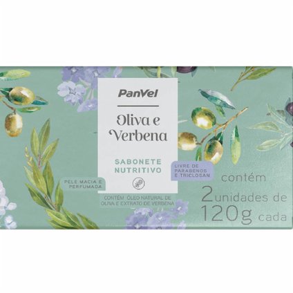 SABONETE EM BARRA PANVEL OLIVA E VERBENA COM 2 UNIDADES DE 120G CADA