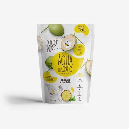 ÁGUA DE COCO COCOPURE ABACAXI E HORTELÃ POUCH REFIL 200G