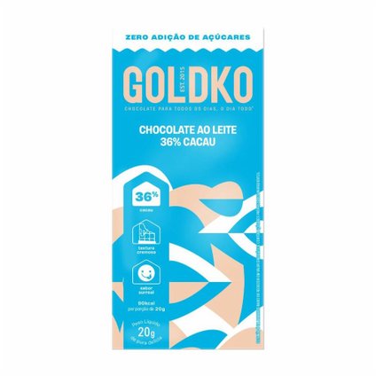 CHOCOLATE GOLDKO 36 CACAU ZERO AÇÚCAR 20G