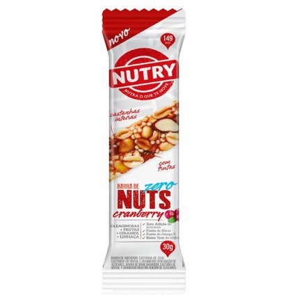 BARRA DE NUTS NUTRY CRANBERRY ZERO AÇÚCAR 30G