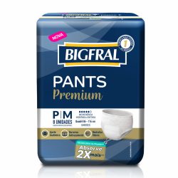 Roupa Íntima Unissex Bigfral Pants Premium P/m Com 8 Unidades