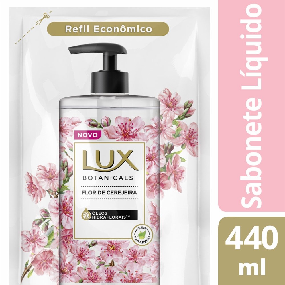 SABONETE LIQUIDO PARA MÃOS LUX GLICERINA FLOR DE CEREJEIRA REFIL 440ML