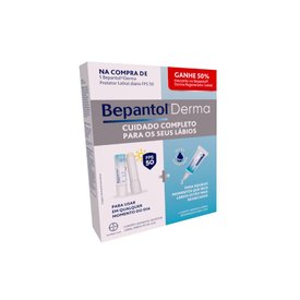 KIT BEPANTOL DERMA PROTETOR LABIAL FPS 50 4,5G + REGENERADOR LABIAL 7,5ML 50% DE DESCONTO