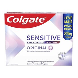 KIT CREME DENTAL PARA SENSIBILIDADE COLGATE SENSITIVE PRO ALÍVIO IMEDIATO ORIGINAL 90G 3 UNIDADES
