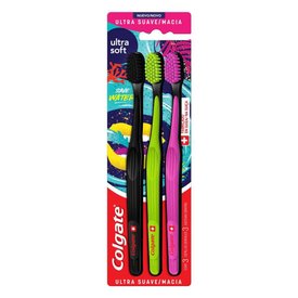 KIT ESCOVA DENTAL EXTRA MACIA COLGATE ULTRA SOFT - 3 UNIDADES
