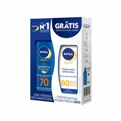 PROTETOR SOLAR NIVEA FPS 70 200ML GRÁTIS PROTETOR SOLAR FACIAL FPS 60 50ML
