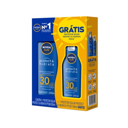 KIT PROTETOR SOLAR NIVEA PROTECT FPS30 200ML GRÁTIS PROTETOR SOLAR NIVEA FPS30 100ML