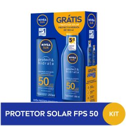 Kit Protetor Solar Nivea Protect  Hidrata Fps50 200ml Grátis Nivea Protect  Hidrata Fps50 100ml
