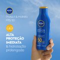 KIT PROTETOR SOLAR NIVEA PROTECT HIDRATA FPS50 200ML GRÁTIS NIVEA PROTECT HIDRATA FPS50 100ML
