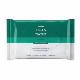 LENÇO ANTIOLEOSIDADE TEA TREE PANVEL FACES 25 UNIDADES