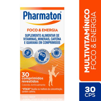 MULTIVITAMÍNICO PHARMATON FOCO E ENERGIA 30 COMPRIMIDOS