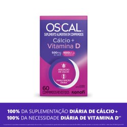 Suplemento Alimentar Os Cal Cálcio 500mg + Vitamina D 1000ui 60 Comprimidos Revestidos