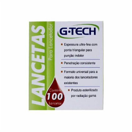 LANCETAS PARA LANCETADOR G-TECH COM 100 UNIDADES