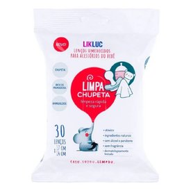 LENÇO UMEDECIDO HIGIENIZADOR LIKLUC LIMPA CHUPETA COM 30 UNIDADES