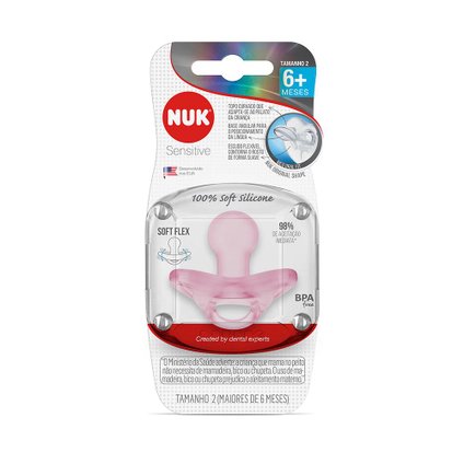 CHUPETA NUK SENSITIVE ROSA 6 MESES + COM 1 UNIDADE