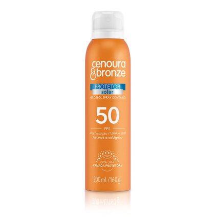 PROTETOR SOLAR SPRAY AEROSOL CENOURA  BRONZE FPS50 200ML