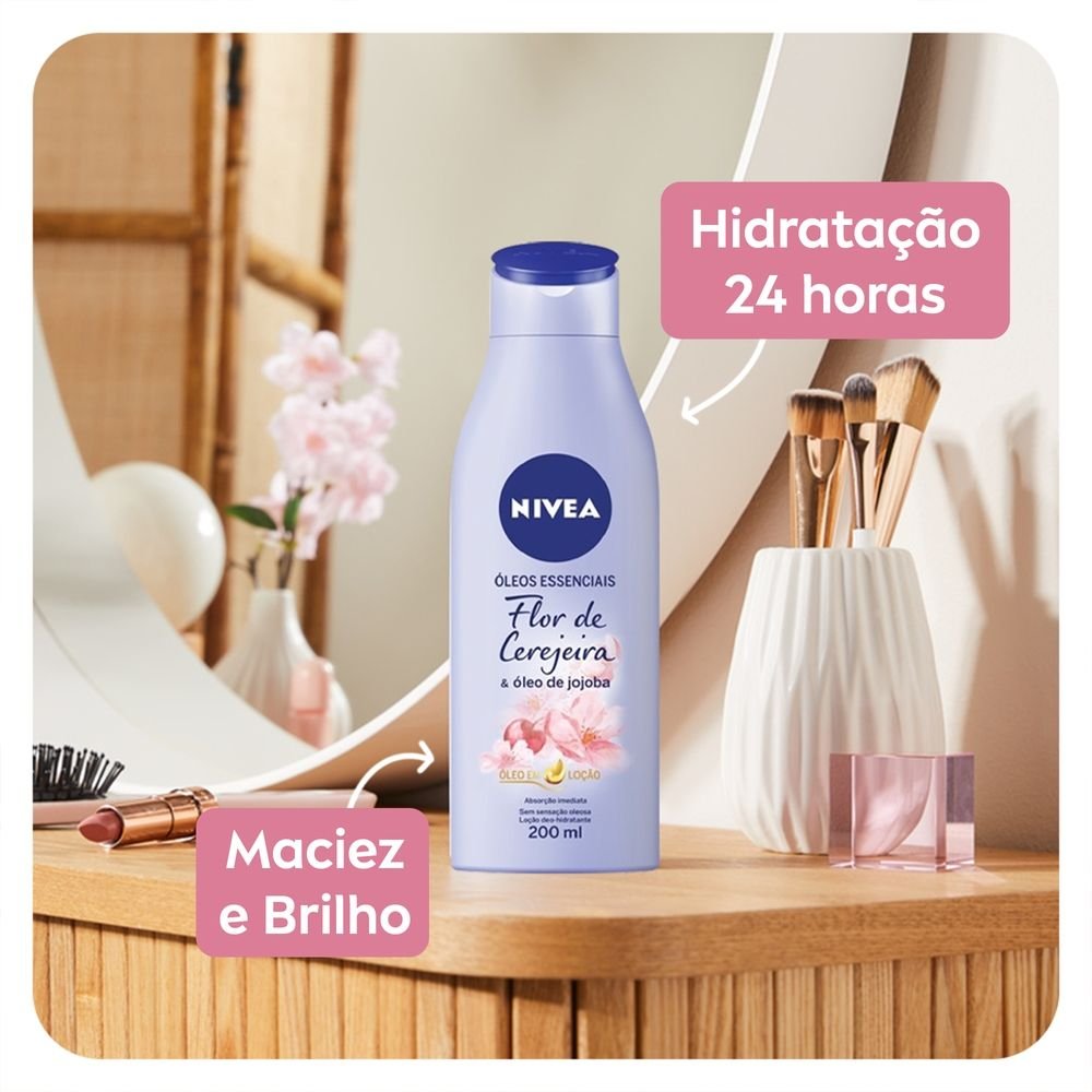 ÓLEOS ESSENCIAIS NIVEA FLOR DE CEREJEIRA E ÓLEO DE JOJOBA MACIEZ E BRILHO 200ML