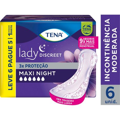 ABSORVENTE TENA LADY DISCREET MAXI NIGHT LEVE 6 PAGUE 5