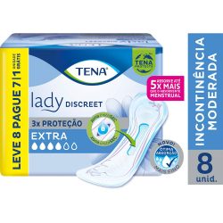 Absorvente Tena Lady Discreet Extra Leve 8 Pague 6 Unidades