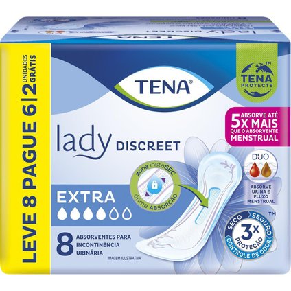 ABSORVENTE PARA INCONTINÊNCIA TENA LADY DISCREET EXTRA LEVE 8 PAGUE 6