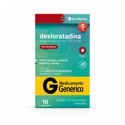 Desloratadina 5mg 10 Comprimidos Revestidos Eurofarma Genérico
