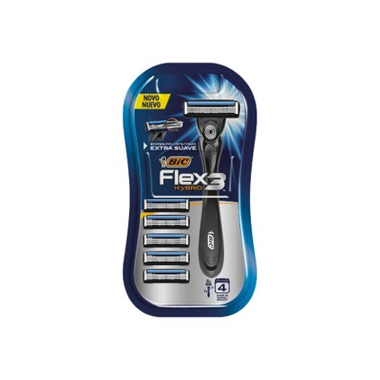APARELHO DE BARBEAR BIC FLEX 3 HYBRID COM 5 RECARGAS