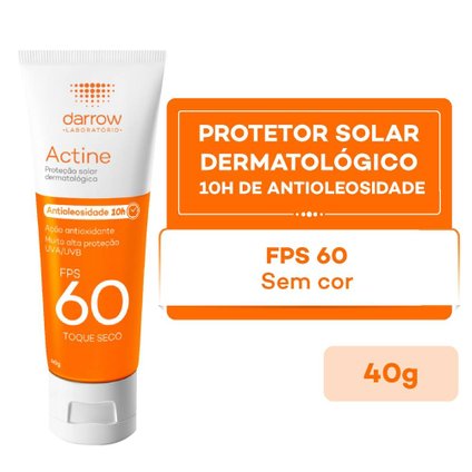PROTETOR SOLAR ACTINE ANTIOXIDANTE TOQUE SECO SEM COR FPS 60 40G