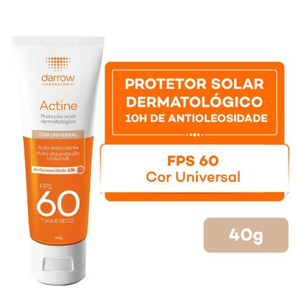 PROTETOR SOLAR ACTINE COLOR ANTIOXIDANTE TOQUE SECO COR UNIVERSAL FPS 60 40G