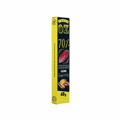 CHOCOLATE CHOCO OZ 70% CACAU CASTANHA DO BRASIL ZERO AÇÚCAR 40G