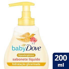 SABONETE LÍQUIDO DA CABEÇA AOS PÉS DE GLICERINA BABY DOVE HIDRATAÇÃO GLICERINADA 200 ML