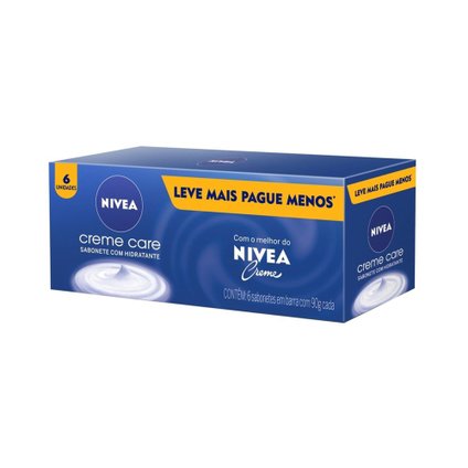 KIT SABONETE EM BARRA NIVEA CREME CARE PROMO 6 UNIDADES 90G CADA