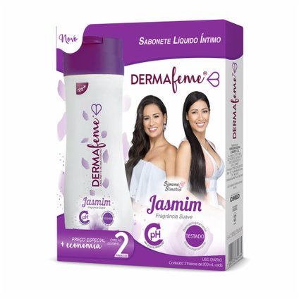 SABONETE LÍQUIDO INTIMO DERMAFEME JASMIM 200ML COM 2 UNIDADES