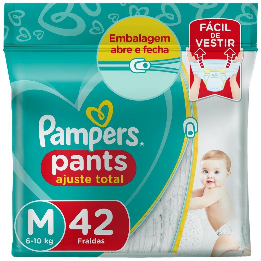 Fralda Pampers Pants Mega Ajuste Total M Com 42 Unidades