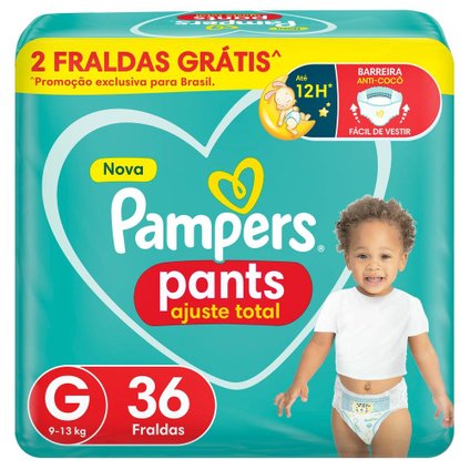 FRALDA PAMPERS PANTS MEGA AJUSTE TOTAL G COM 36 UNIDADES