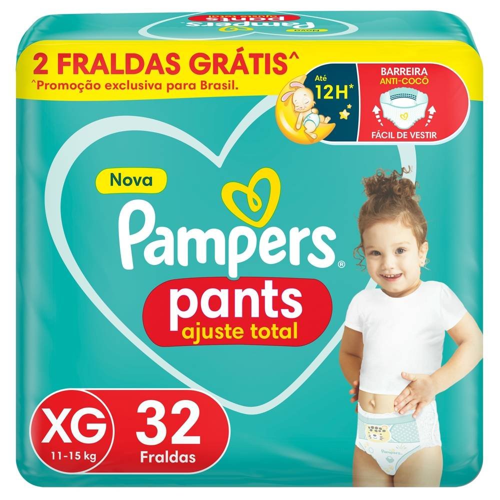 Fralda Pampers Pants Mega Ajuste Total Xg Com 32 Unidades
